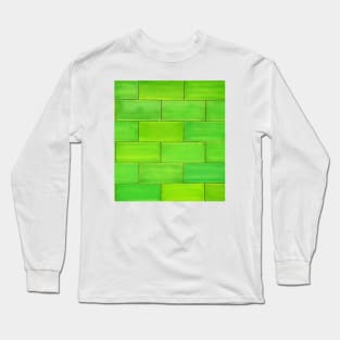 Green Tile Wall Art Decor Wallpaper Pattern Design Long Sleeve T-Shirt